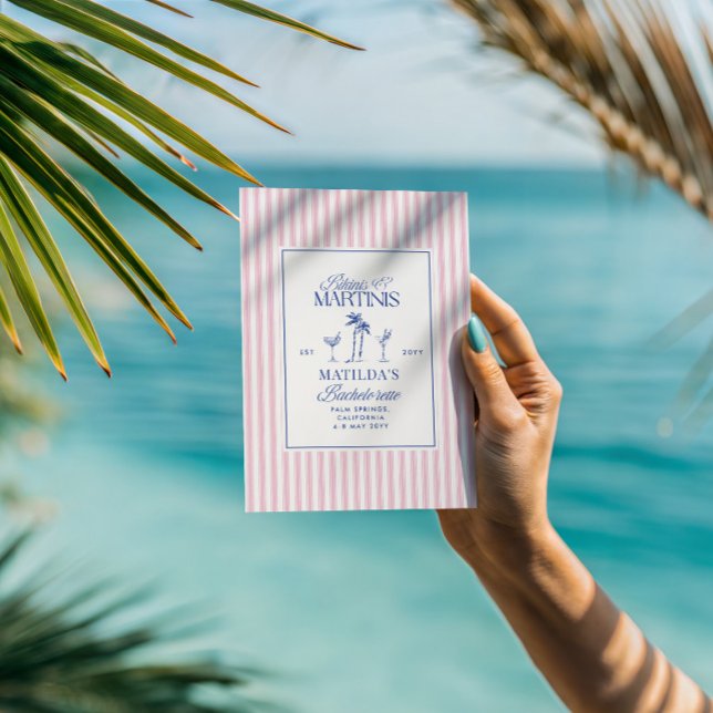 Invitación Bikinis and martinis Elegant vintage bachelorette (Subido por el creador)