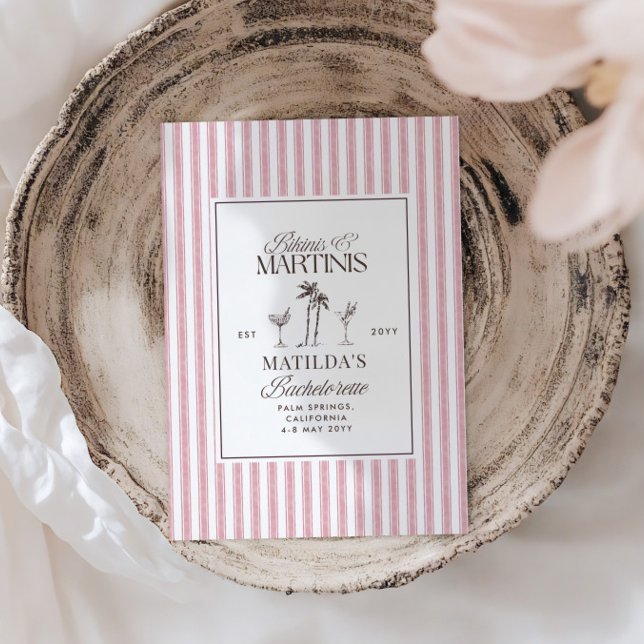 Invitación Bikinis and martinis Elegant vintage bachelorette (Subido por el creador)
