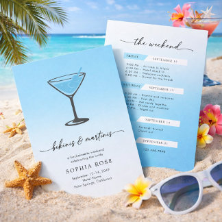 Invitación Bikinis and Martinis Tropical Bachelorette Weekend
