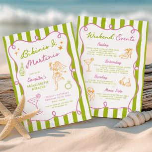 Invitación Bikinis Dibujados a Mano y Fin de Semana de Desped