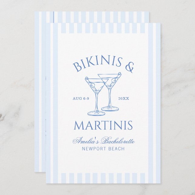 Invitación Bikinis & Martinis Green Bachelorette Weekend Invi (Anverso / Reverso)