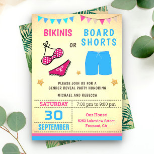 Invitación Bikinis o Fiesta de revelaciones de género en el t