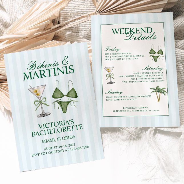 Invitación Bikinis y Martinis Bachelorette Party Itinerario (Subido por el creador)