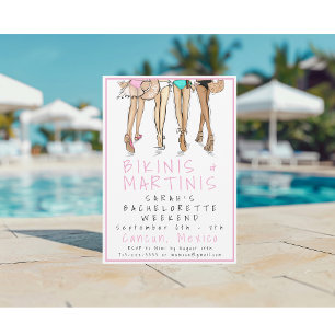 Invitación Bikinis y Martinis Bachelorette Party Weekend