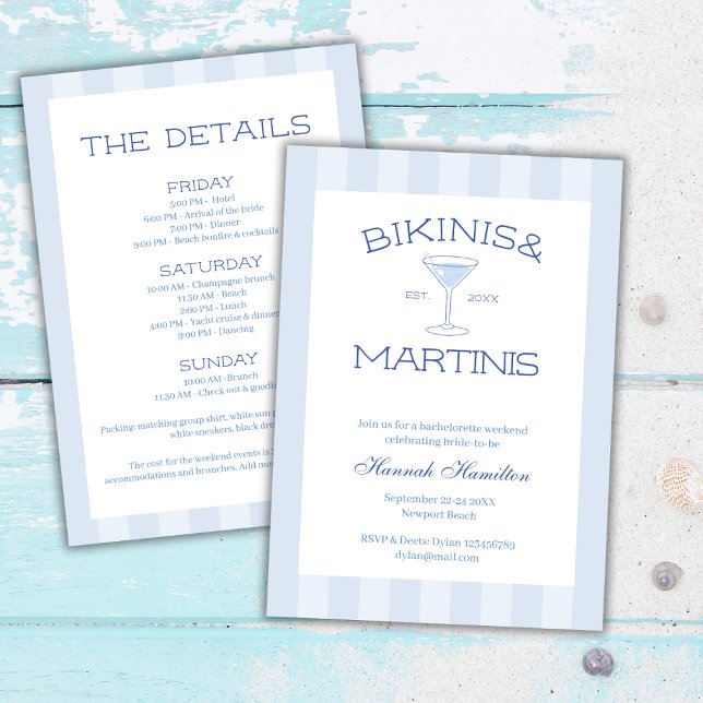 Invitación Bikinis Y Martinis Beach Bachelorette Weekend (Bikinis And Martinis Beach Bachelorette Weekend Invitation)