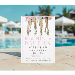 Invitación Bikinis y Martinis Chicas Fin de Semana Viaje de C