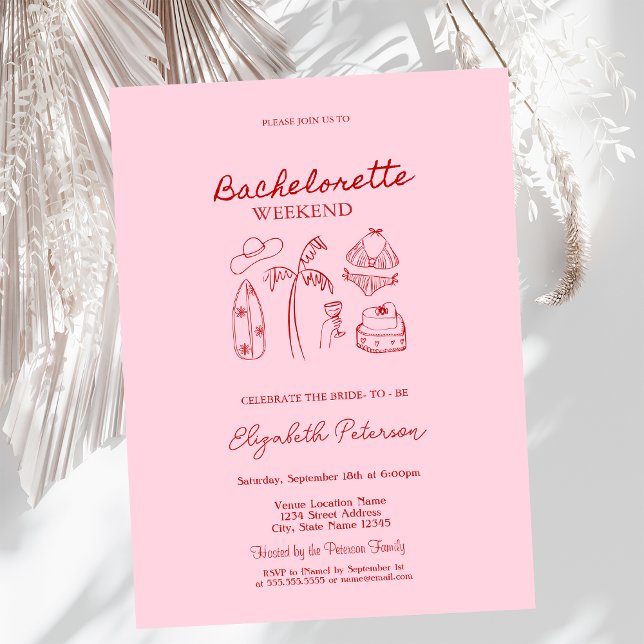 Invitación Bikinis y Martinis de Boceto Rojo (Subido por el creador)