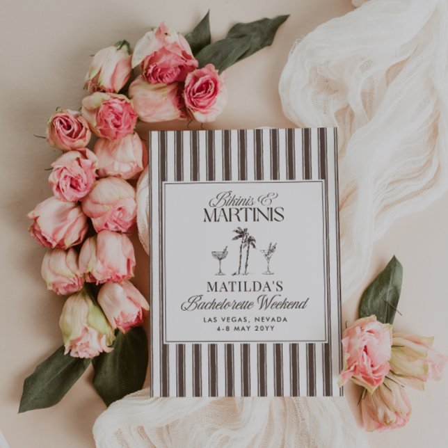 Invitación Bikinis y martinis Elegante soltera vintage (Subido por el creador)
