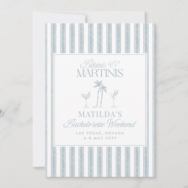 Invitación Bikinis y martinis Elegante soltera vintage (Anverso)