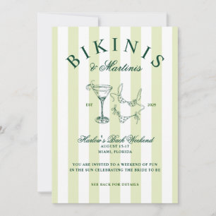 Invitación Bikinis y Martinis Fin de semana de soltera vintag