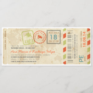 Invitación Bilhet de Avião embarque convite de casamento