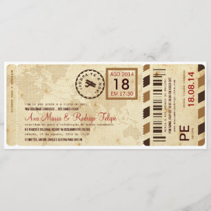 Invitación Bilhet de Avião embarque convite de casamento