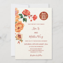 Invitación BILINGUAL | Boda chino de White Peony