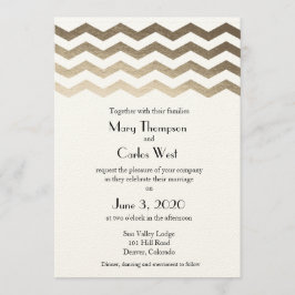 Invitación bilingüe de la boda de Ecru Chevron del