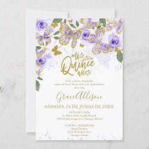 Invitación Bilingüe de Mariposa Quinceañera
