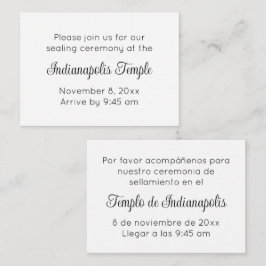 Invitación Bilingüe de Sello del Templo en Letra N