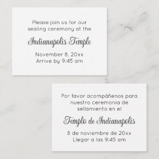 Invitación Bilingüe de Sello del Templo en Letra N