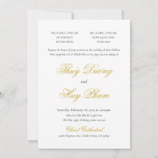 Invitación bilingüe vietnamita en letra cursiva