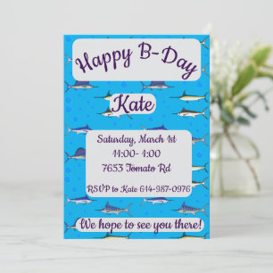 Invitación Bill Fish Happy Birday