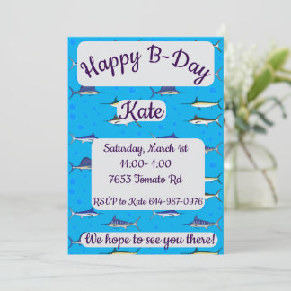 Invitación Bill Fish Happy Birday