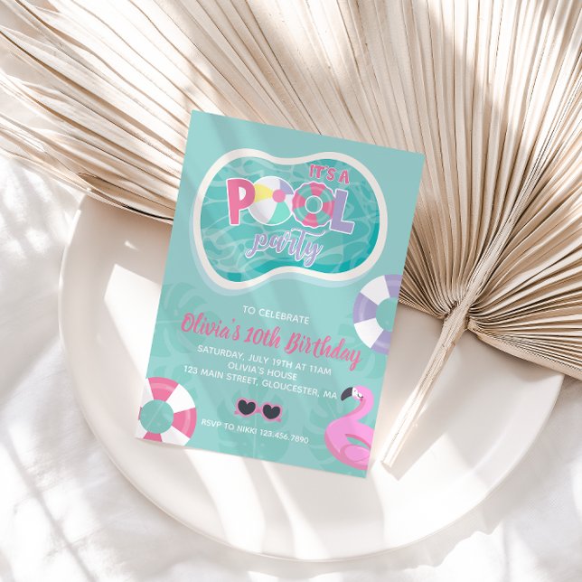 Invitación Billar Fiesta flotante de piscina rosa Verano Cump (Subido por el creador)