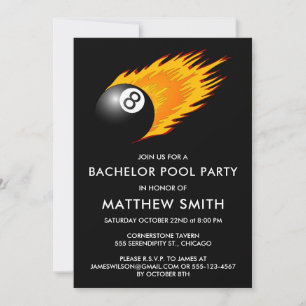 Invitación Billares de la Banca Bacheler Party 8 Ball Pool