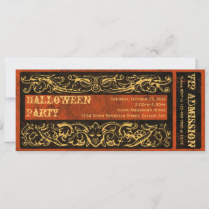 Invitación Billete antiguo victoriano de la fiesta de Hallowe