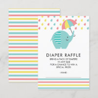 Billete Cute Elephant Baby Shower Diaper Raffle