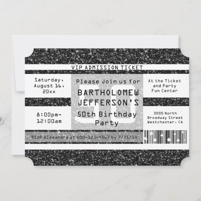 Invitación Billete de 50 cumpleaños, marimacho negro (Anverso)
