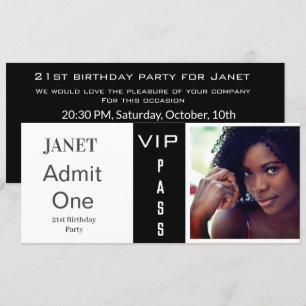 Invitación Billete de admisión Cualquier edad Foto de cumplea