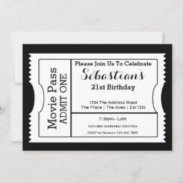 Invitación Billete De Admisión Del Fiesta De novedad Blanco Y