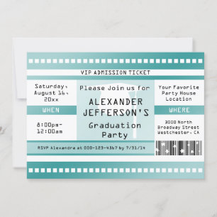 Invitación Billete De Admisión Del Partido De Graduación Azul