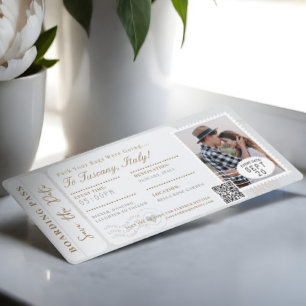 Invitación Billete de avión de embarque de boda de destino