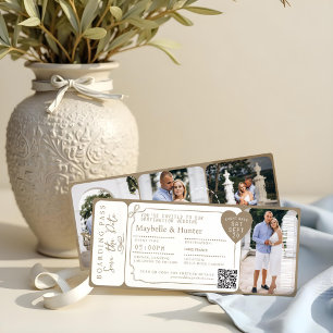 Invitación Billete de avión de embarque de boda de destino