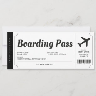 Invitación Billete de avión de Surprise