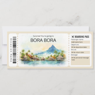 Invitación Billete de avión editable Bora Bora