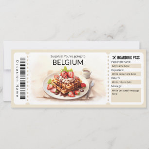 Invitación Billete de avión editable de Bélgica, viaje de Bél
