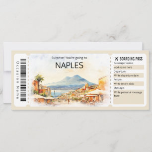 Invitación Billete de avión editable de Nápoles para Italia