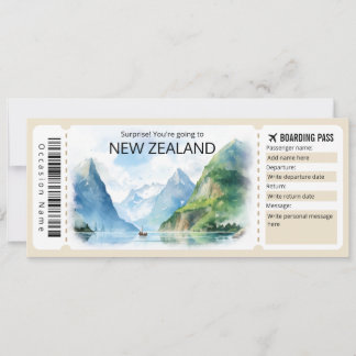 Invitación Billete de avión editable de Nueva Zelanda, Nueva 