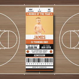 Invitación Billete de baloncesto de cumpleaños 1 Rookie of th