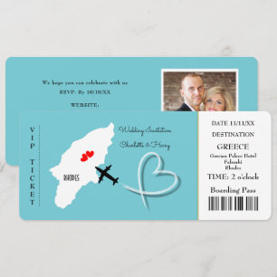 Invitación Billete de boda de destino de Rodas