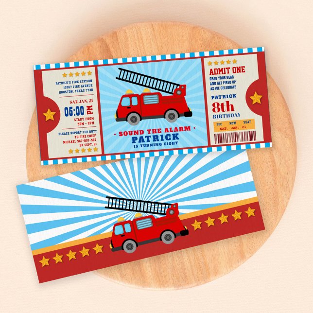 Invitación Billete de camión de bomberos Fiesta de cumpleaños (Subido por el creador)