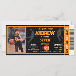 Invitación Billete de cumpleaños de básquetbol personalizado