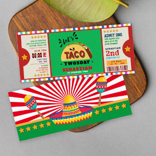 Invitación billete de cumpleaños de fiesta taco