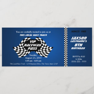 Invitación Billete de cumpleaños de pista de carreras