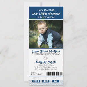 Invitación Billete de cumpleaños del béisbol