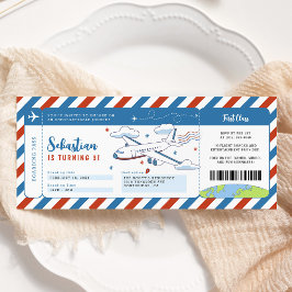 Invitación Billete de cumpleaños del pase de embarque de Blue