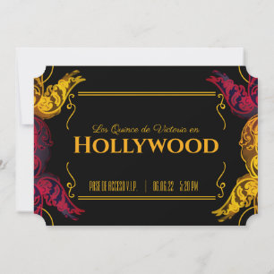 Invitación billete de cumpleaños HOLLYWOOD de la quinceañera