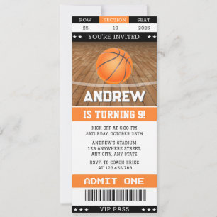 Invitación Billete de cumpleaños personal de baloncesto de cu