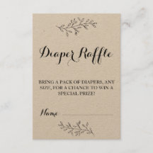 Billete de Diaper Raffle rústico Kraft Baby Shower
